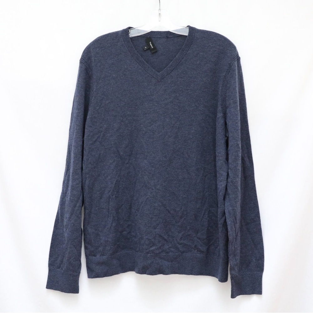 NWOT Theory men's merino wool sweater blue lightweight XL V-neck long sleeve